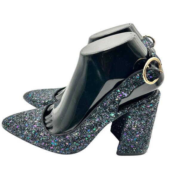 Shelly's London‎ Women's Chester Slingback Glitter Block Heel Pumps Size 6.5 - Picture 6 of 15